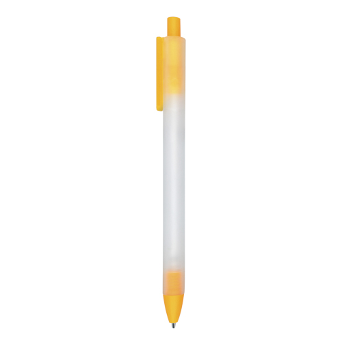 BP-20001, Bolí­grafo de plástico con acabado rubber, barril y clip traslúcido, con mecanismo de click.
